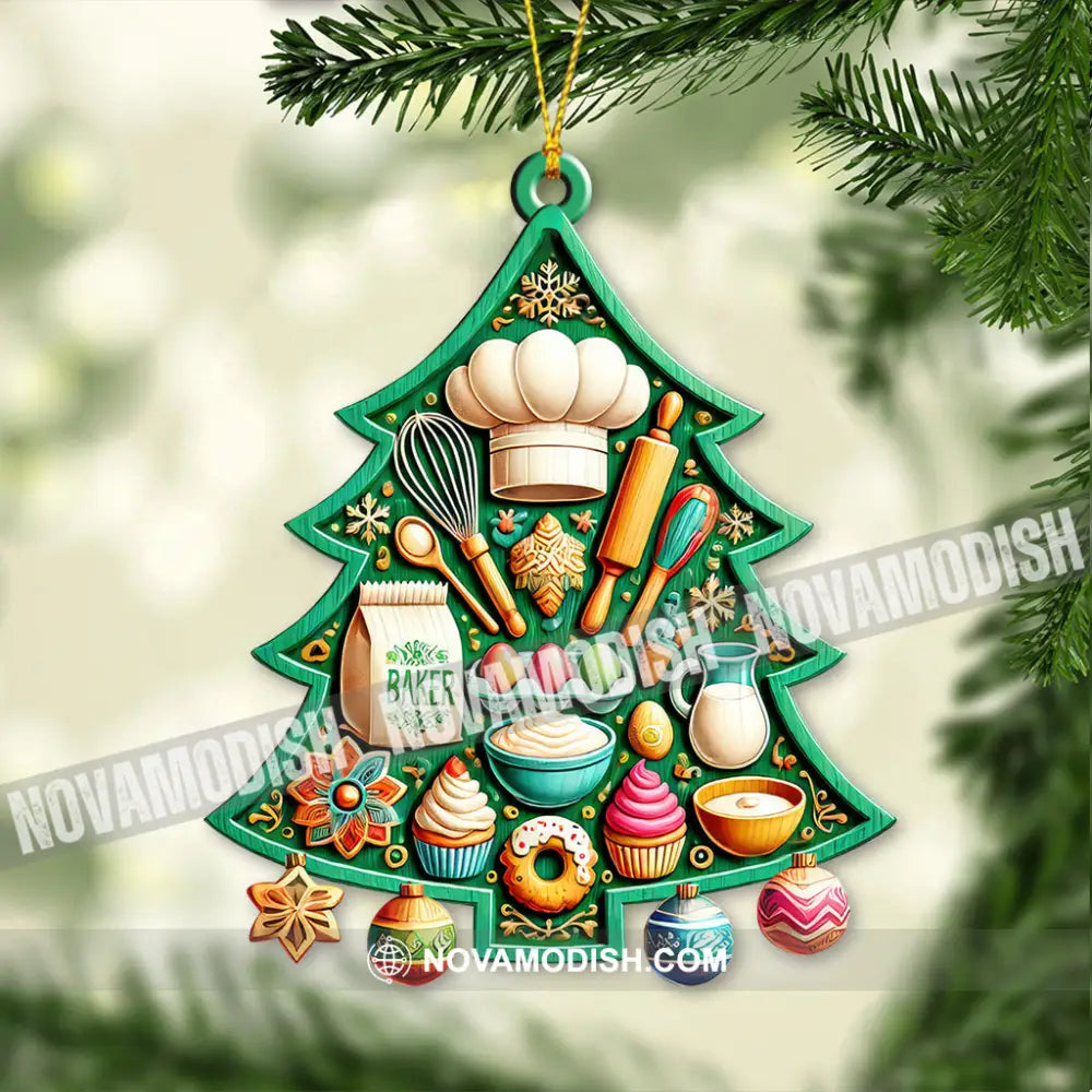 Custom Name Baker Ornament Christmas Gift For Lover 3.54’’ / 1