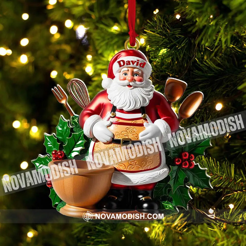 Custom Name Baker Santa Ornament Christmas Gift For Baking Lover