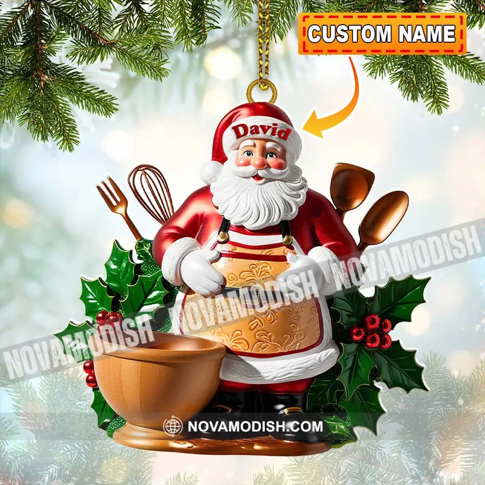 Custom Name Baker Santa Ornament Christmas Gift For Baking Lover