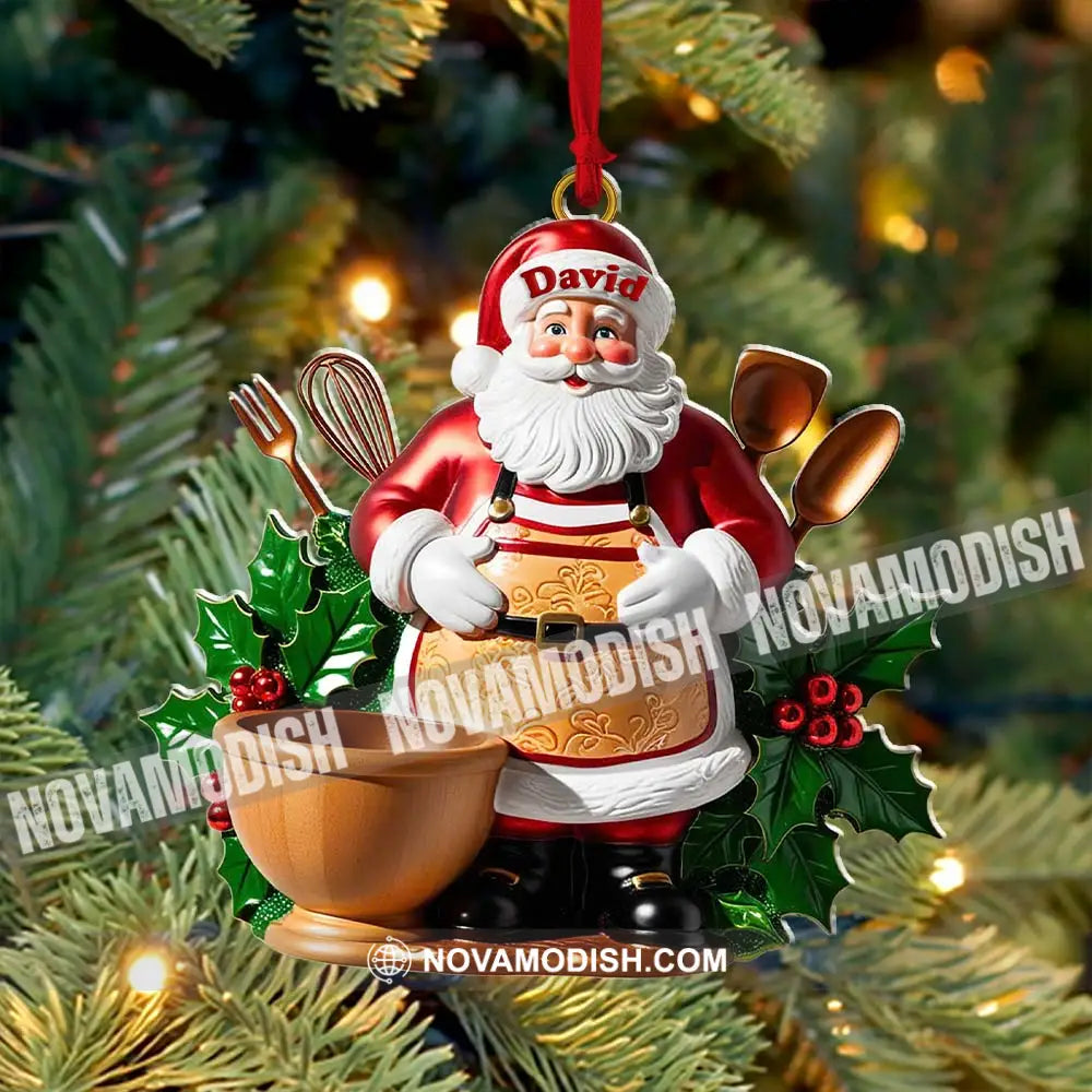 Custom Name Baker Santa Ornament Christmas Gift For Baking Lover