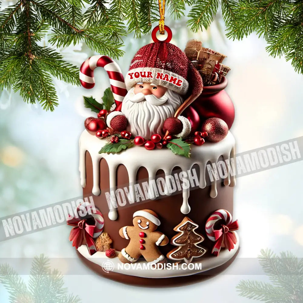 Custom Name Bakery Santa Ornament Christmas Decoration For Shop 3.54’’ / 1