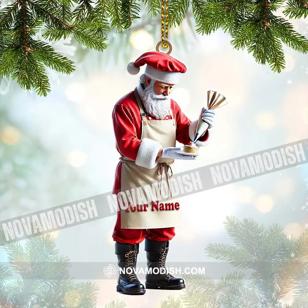 Custom Name Bakery Santa Ornament Christmas Gift 3.54’’ / 1