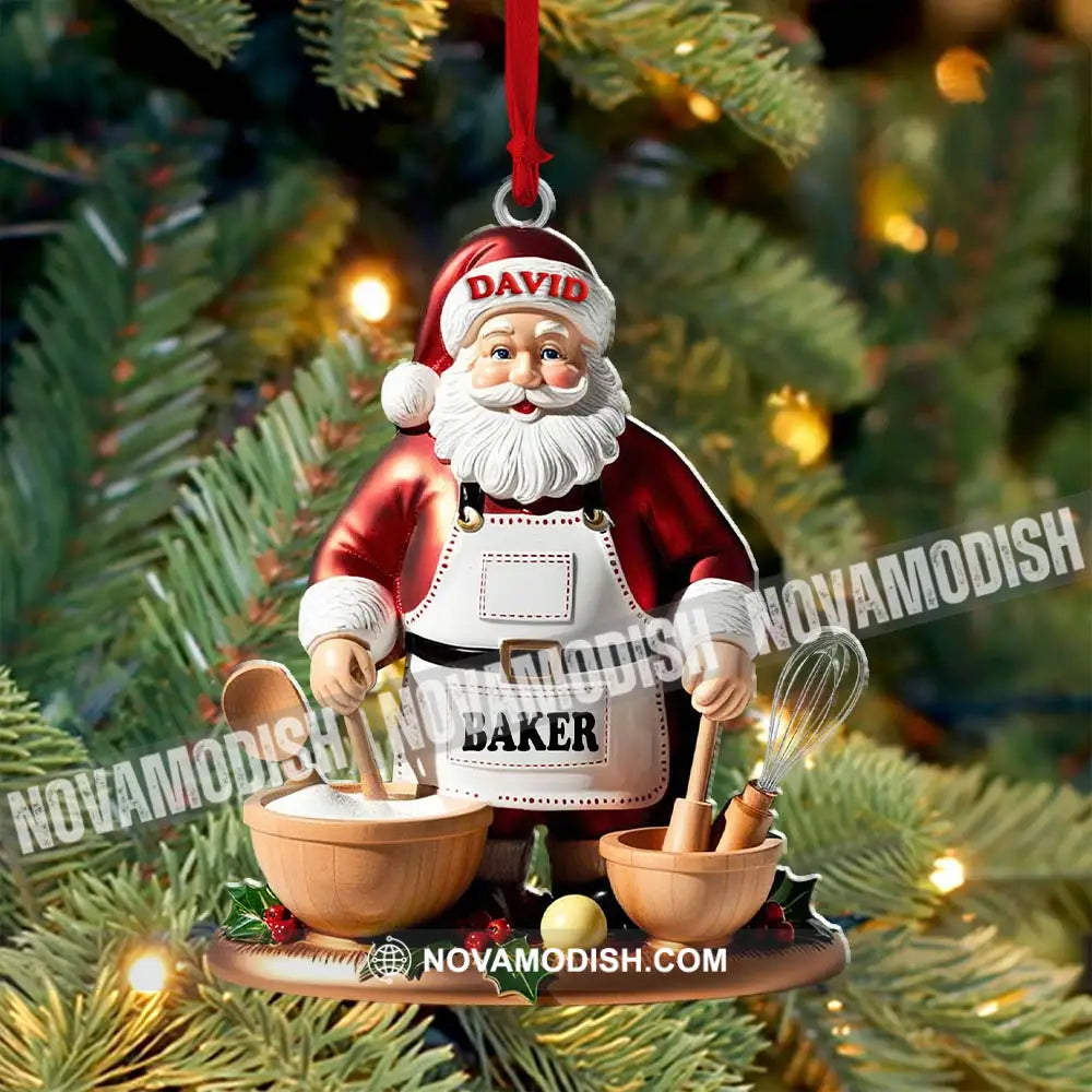 Custom Name Baking Santa Ornament Christmas Gift For Baker