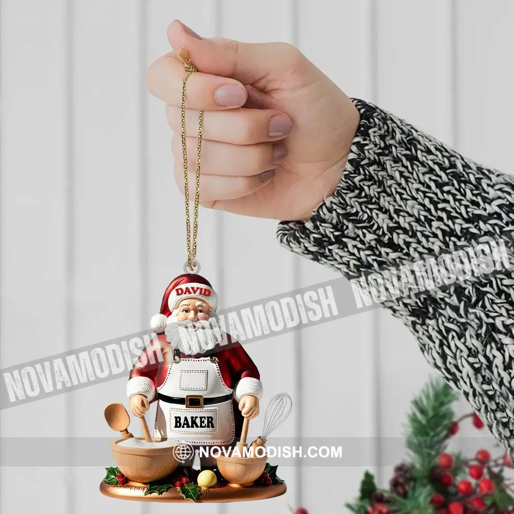 Custom Name Baking Santa Ornament Christmas Gift For Baker