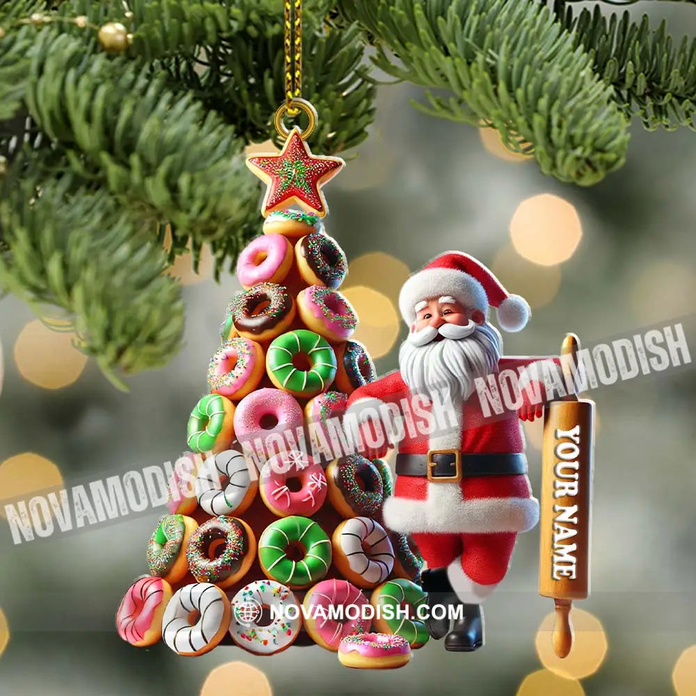 Custom Name Baking Santa Ornament Christmas Gift For Baker 3.54’’ / 1