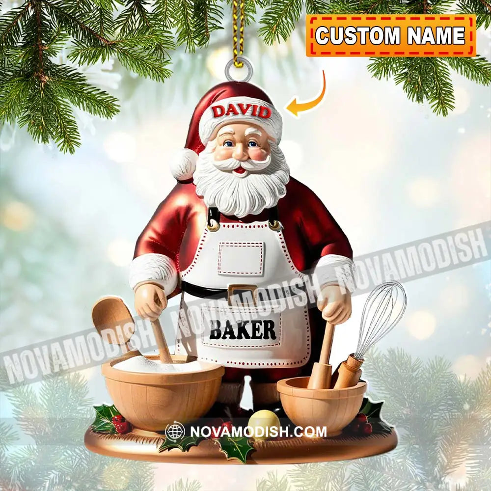 Custom Name Baking Santa Ornament Christmas Gift For Baker