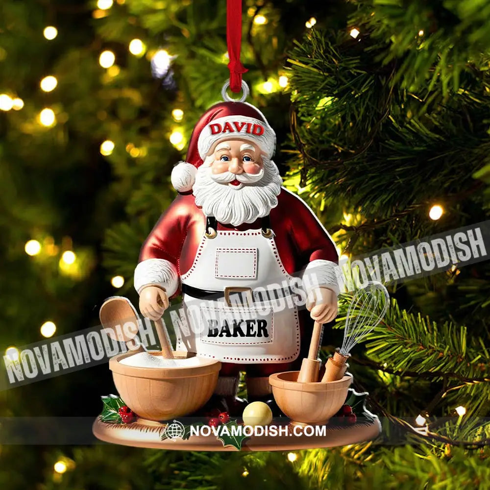 Custom Name Baking Santa Ornament Christmas Gift For Baker