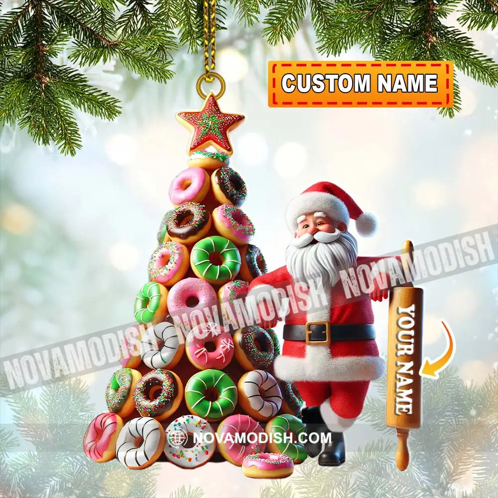 Custom Name Baking Santa Ornament Christmas Gift For Baker