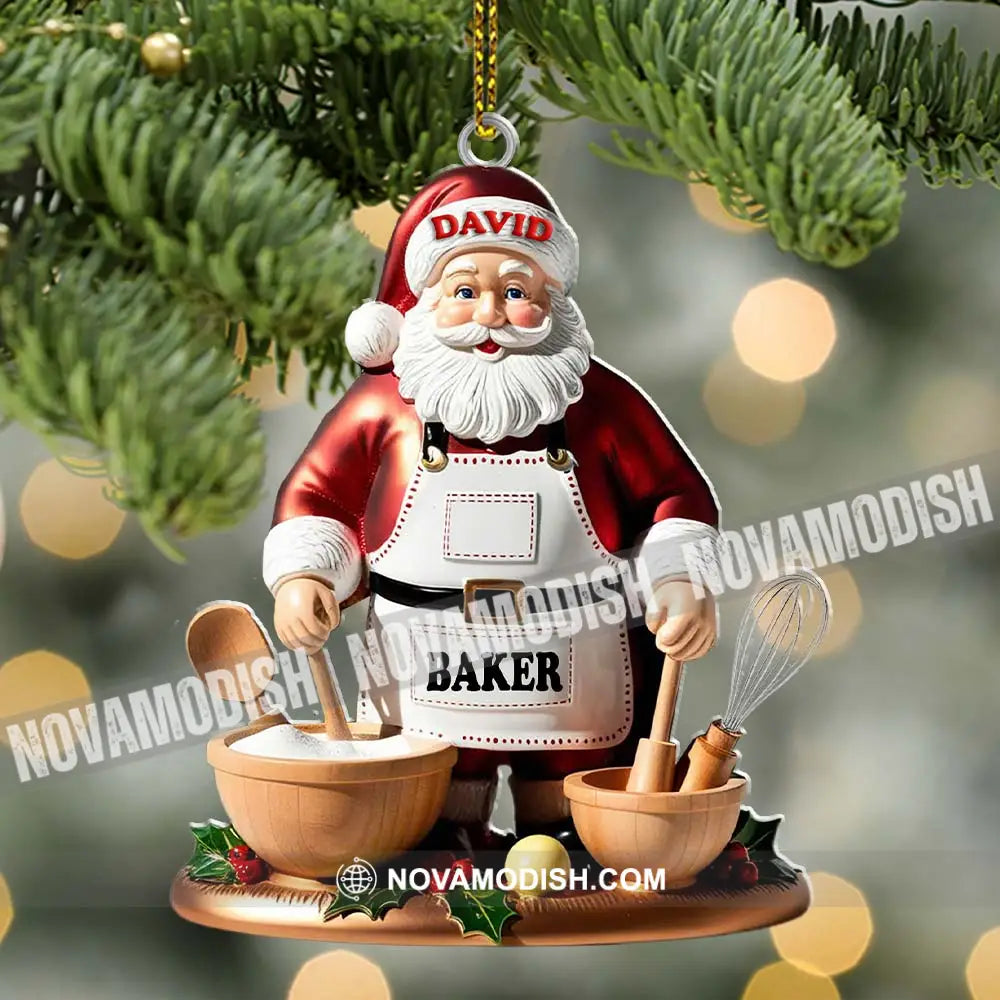 Custom Name Baking Santa Ornament Christmas Gift For Baker