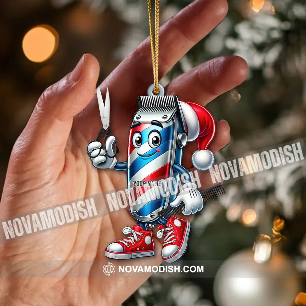 Custom Name Barber Ornament Christmas Decoration For Shop