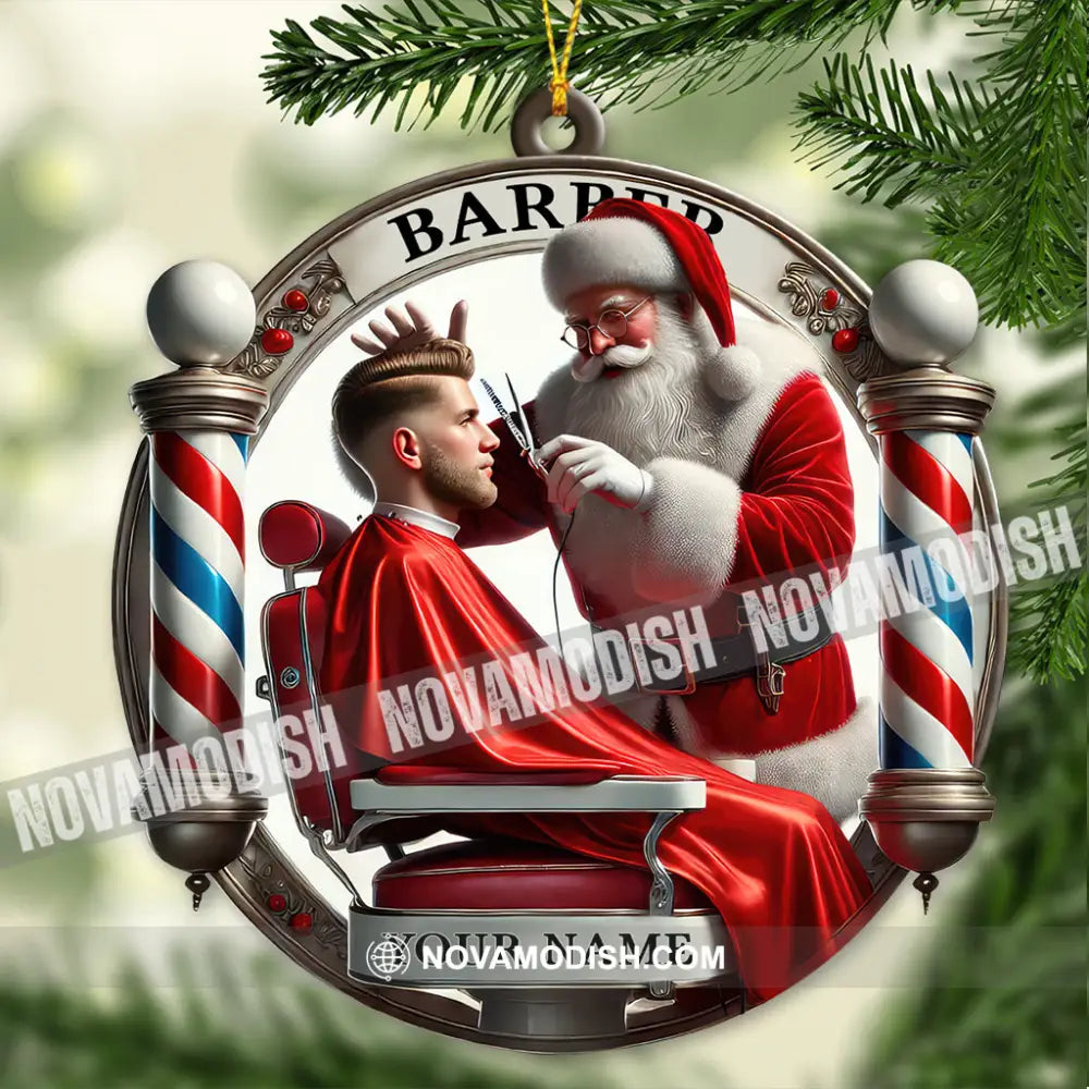 Custom Name Barber Ornament Christmas Decoration For Shop 3.54’’ / 1