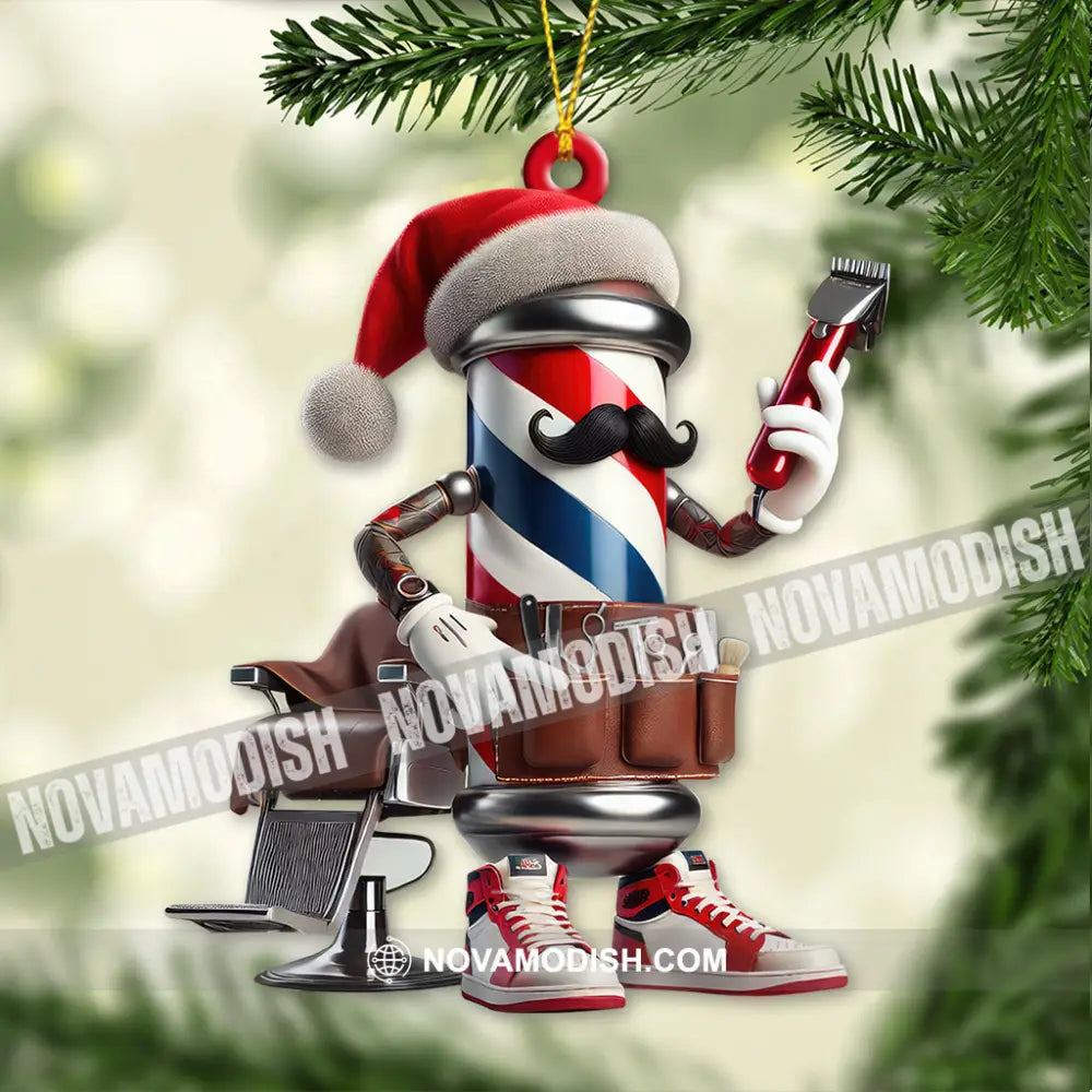 Custom Name Barber Ornament Christmas Decoration For Shop 3.54’’ / 1