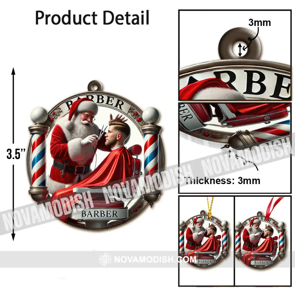 Custom Name Barber Ornament Christmas Decoration For Shop