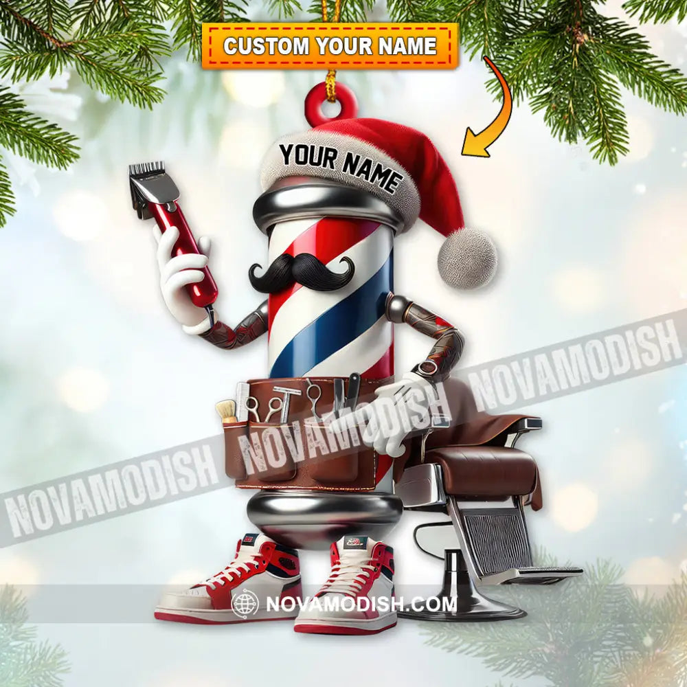 Custom Name Barber Ornament Christmas Decoration For Shop