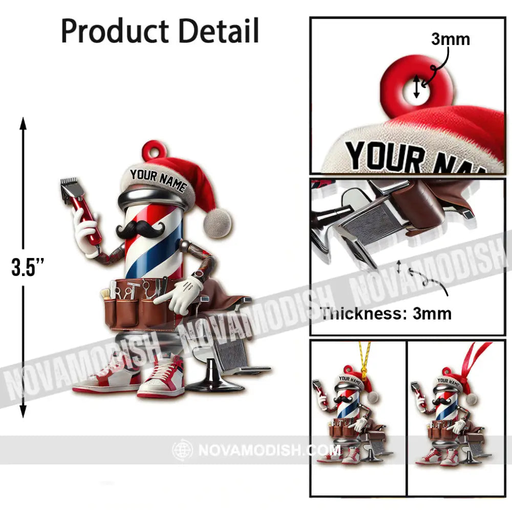 Custom Name Barber Ornament Christmas Decoration For Shop