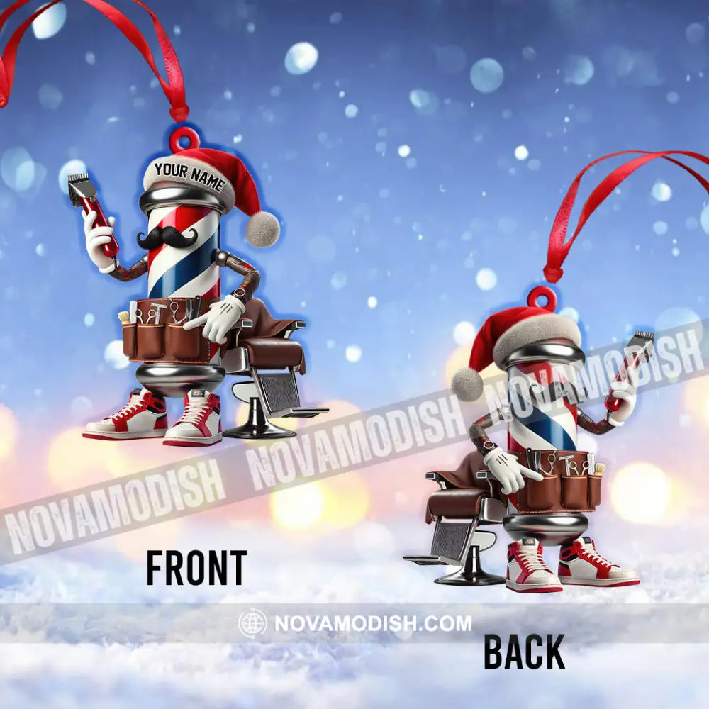 Custom Name Barber Ornament Christmas Decoration For Shop