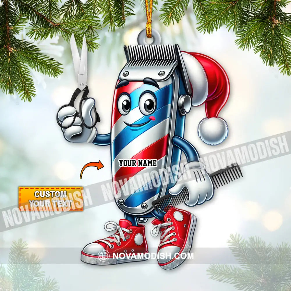 Custom Name Barber Ornament Christmas Decoration For Shop