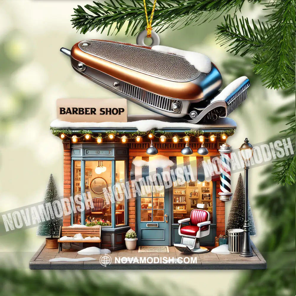 Custom Name Barber Shop Ornament Christmas Decoration 3.54’’ / 1