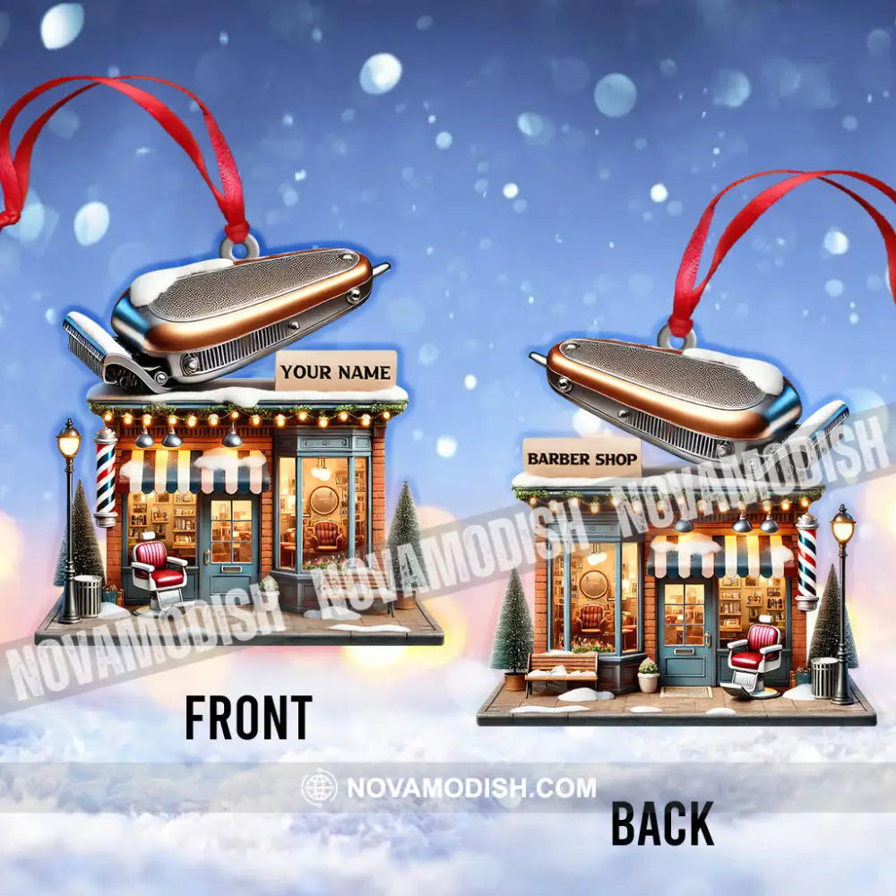 Custom Name Barber Shop Ornament Christmas Decoration