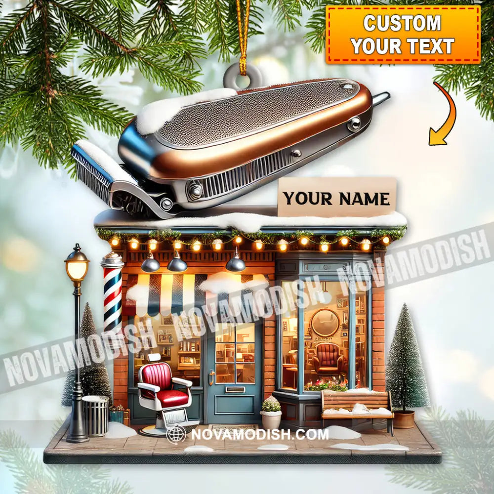 Custom Name Barber Shop Ornament Christmas Decoration