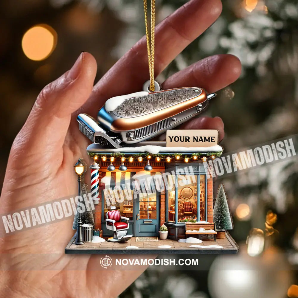 Custom Name Barber Shop Ornament Christmas Decoration