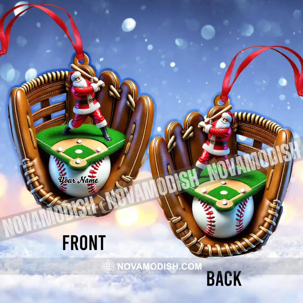 Custom Name Baseball Santa Ornament Lover Christmas Gift