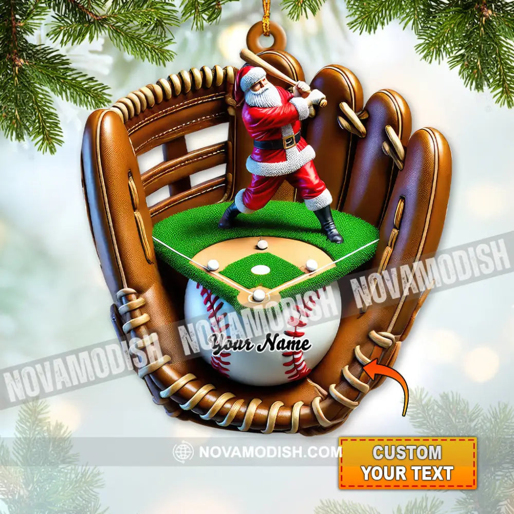 Custom Name Baseball Santa Ornament Lover Christmas Gift