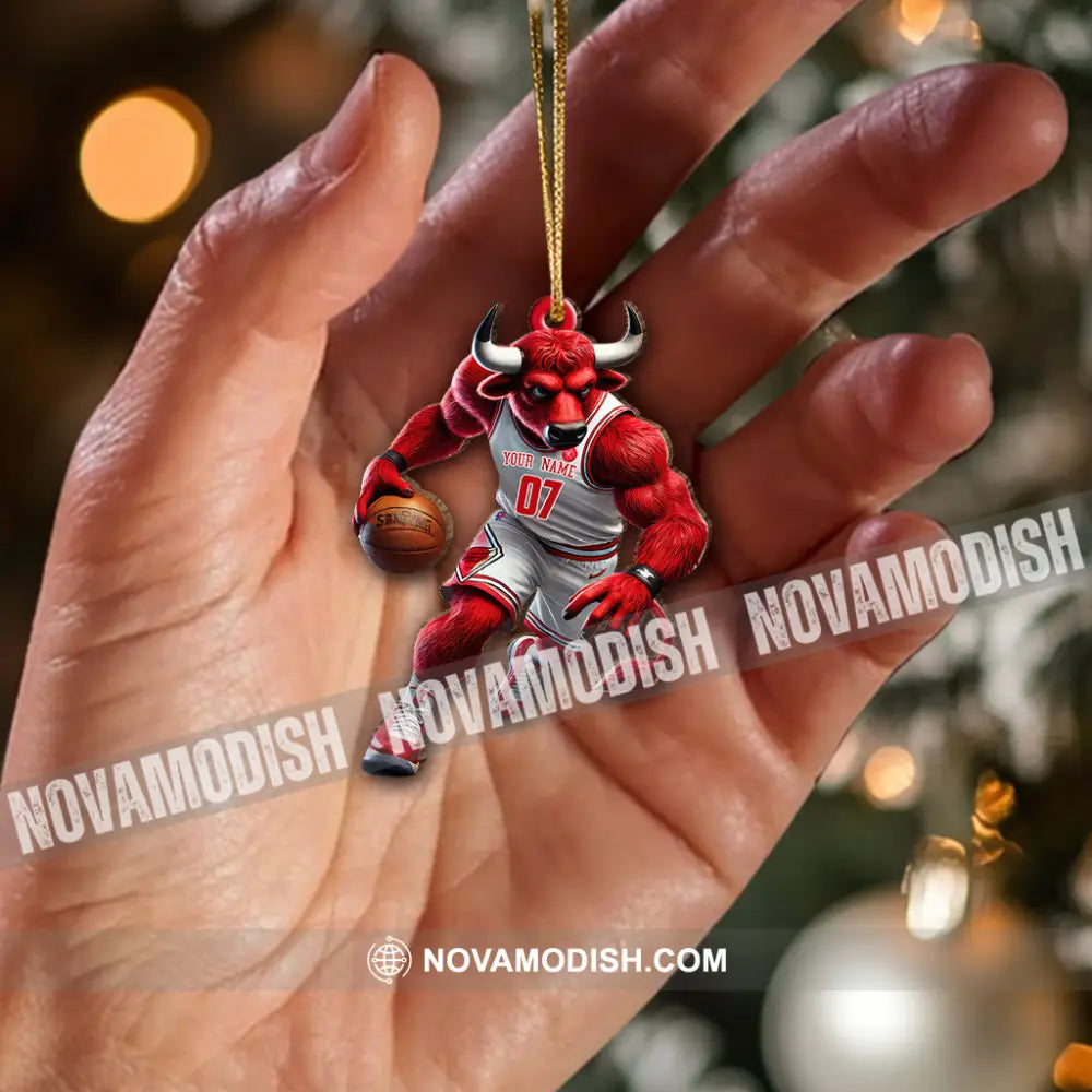 Custom Name Basketball Bulls Team Ornament Christmas Gift