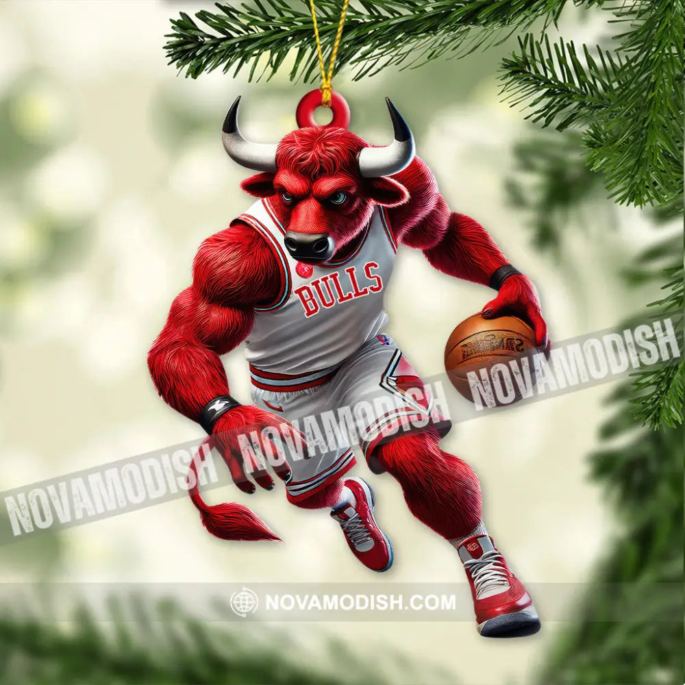 Custom Name Basketball Bulls Team Ornament Christmas Gift 3.54’’ / 1