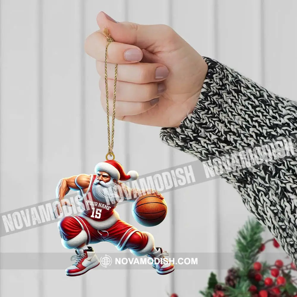 Custom Name Basketball Santa Ornament Lover Christmas Gift