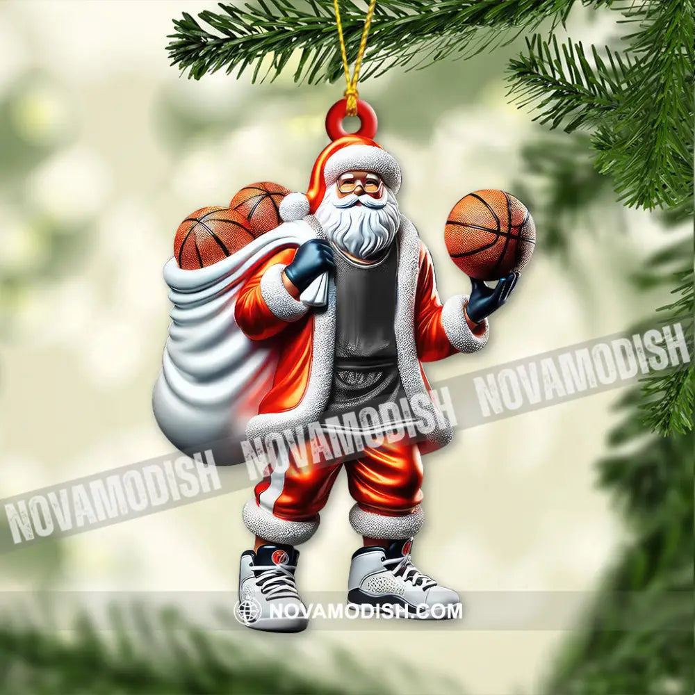 Custom Name Basketball Santa Ornament Lover Christmas Gift 3.54’’ / 1