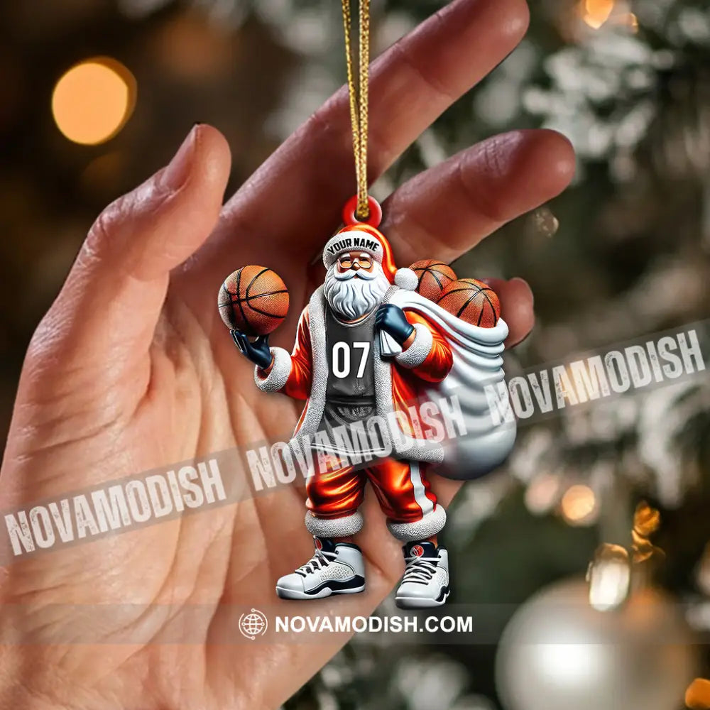 Custom Name Basketball Santa Ornament Lover Christmas Gift