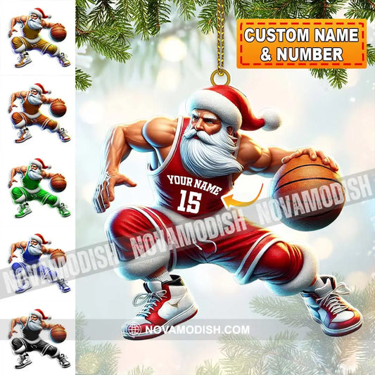 Custom Name Basketball Santa Ornament Lover Christmas Gift