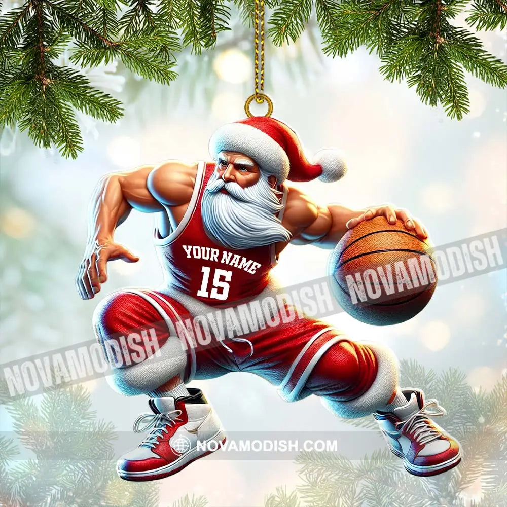 Custom Name Basketball Santa Ornament Lover Christmas Gift