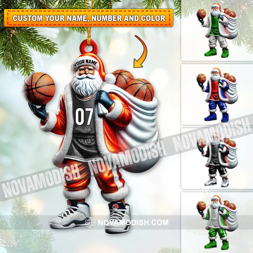 Custom Name Basketball Santa Ornament Lover Christmas Gift