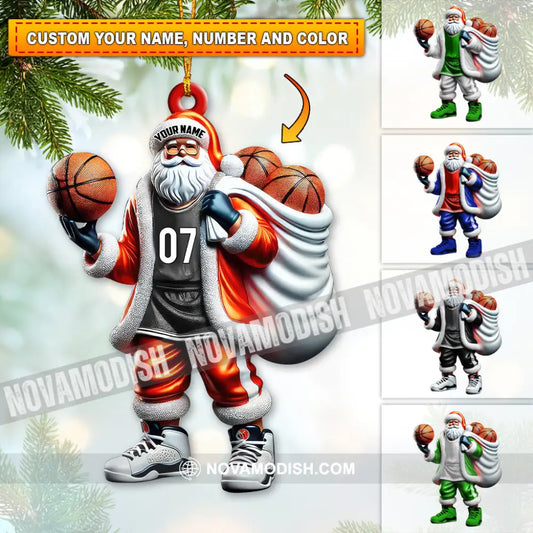 Custom Name Basketball Santa Ornament Lover Christmas Gift