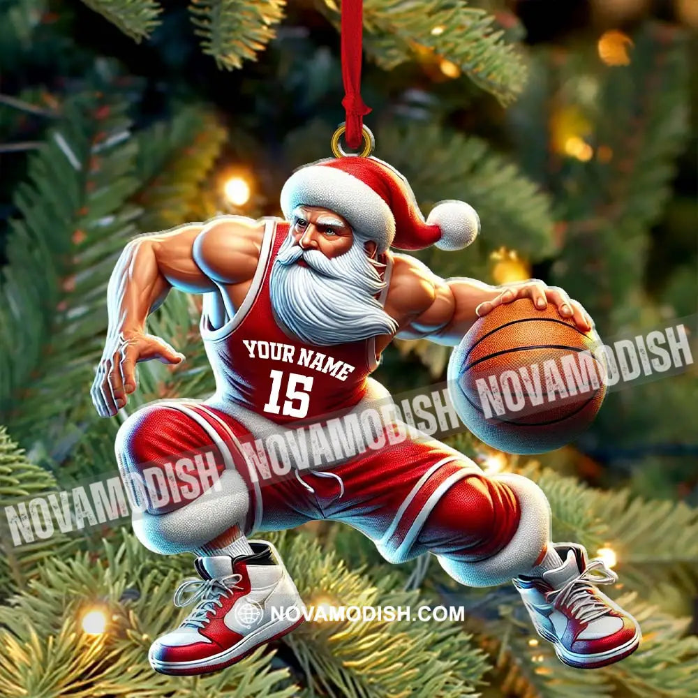 Custom Name Basketball Santa Ornament Lover Christmas Gift