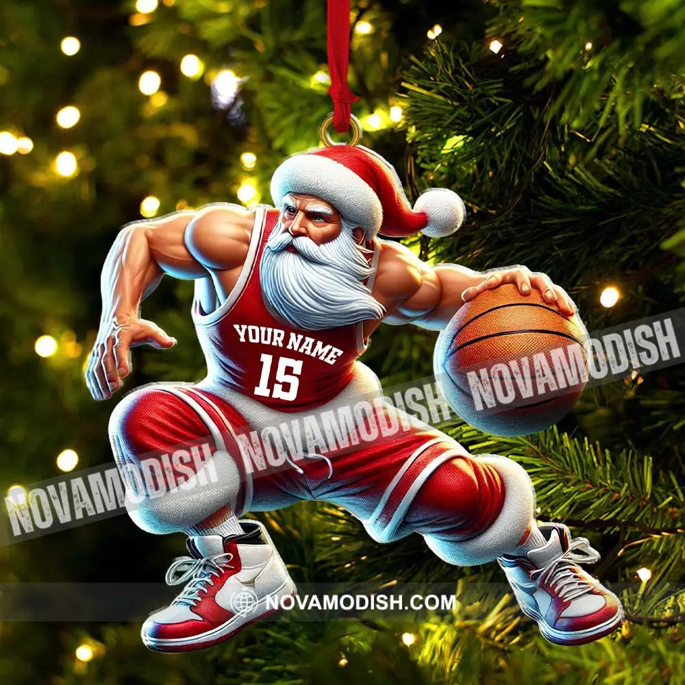 Custom Name Basketball Santa Ornament Lover Christmas Gift