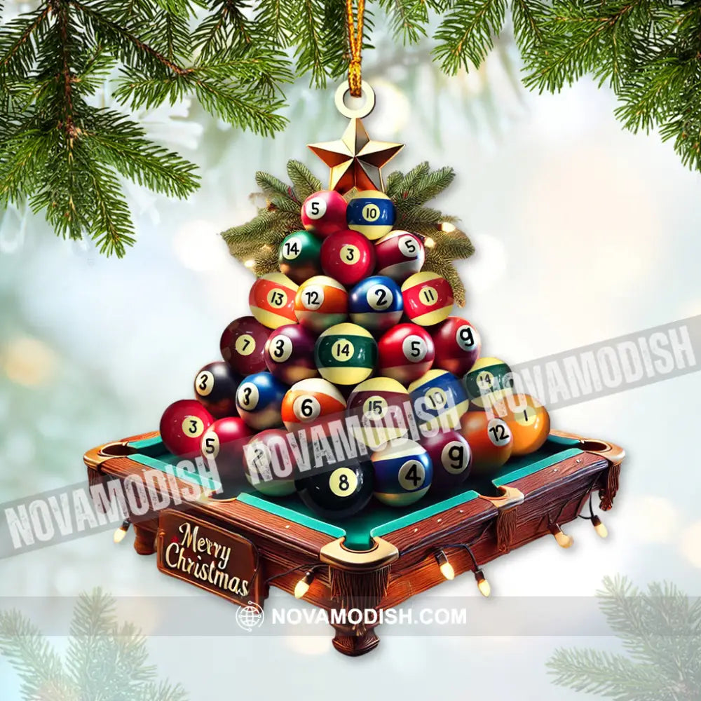 Custom Name Billiard Ornament Lover Christmas Gift 3.54’’ / 1