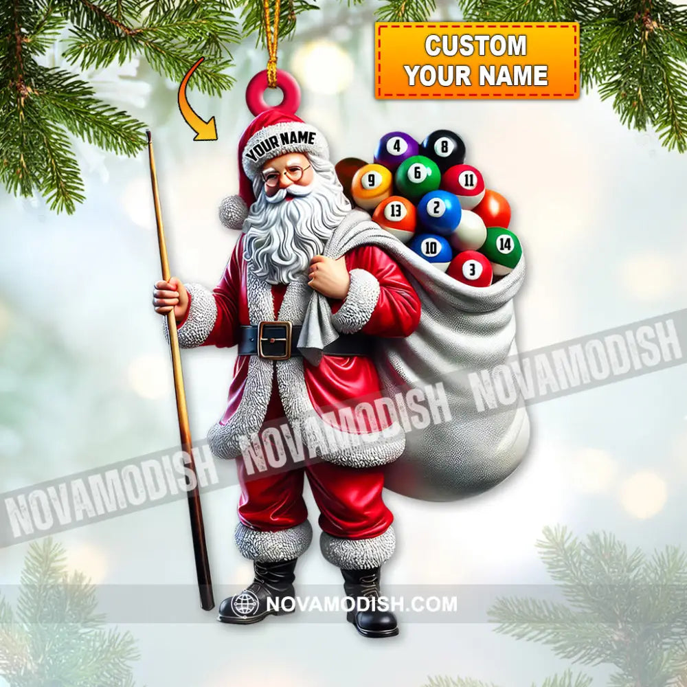 Custom Name Billiard Santa Ornament Lover Christmas Gift