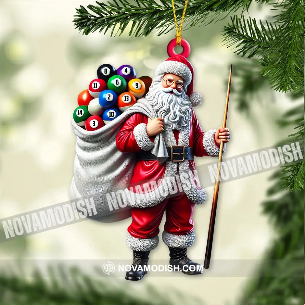 Custom Name Billiard Santa Ornament Lover Christmas Gift 3.54’’ / 1