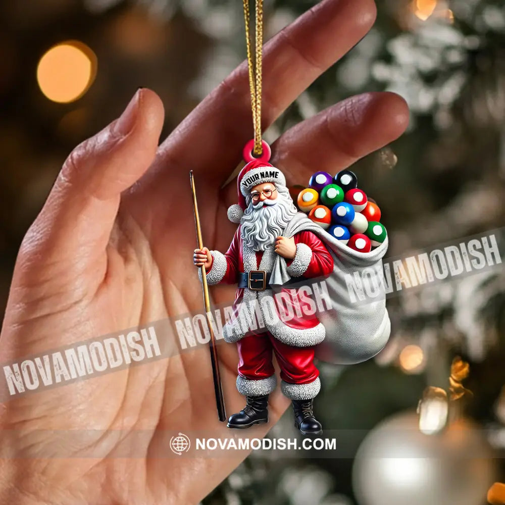 Custom Name Billiard Santa Ornament Lover Christmas Gift