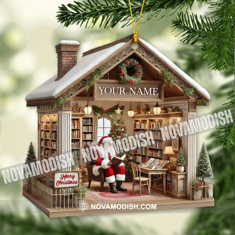 Custom Name Book Store Ornament Lover Christmas Gift 3.54’’ / 1