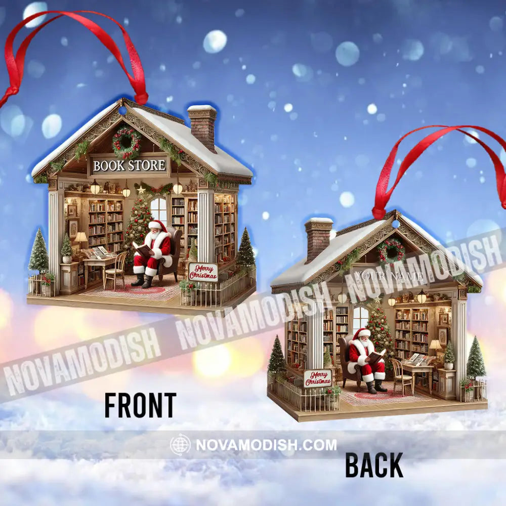 Custom Name Book Store Ornament Lover Christmas Gift