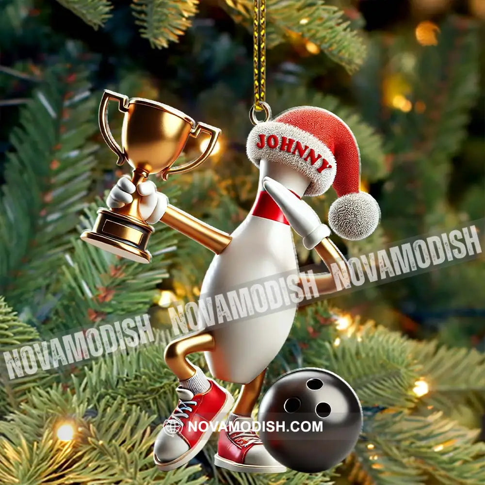 Custom Name Bowling Christmas Ornament Gift