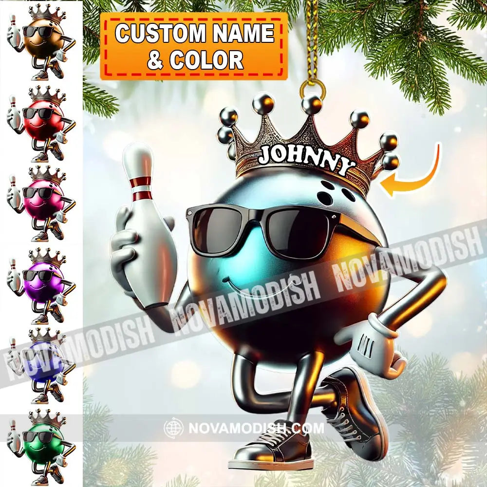 Custom Name Bowling Christmas Ornament Lover Gift