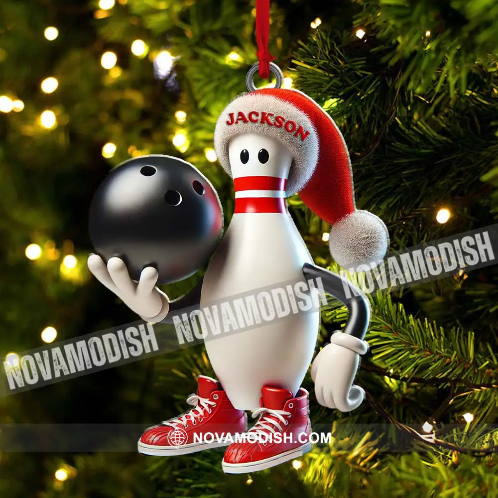 Custom Name Bowling Christmas Ornament Lover Gift