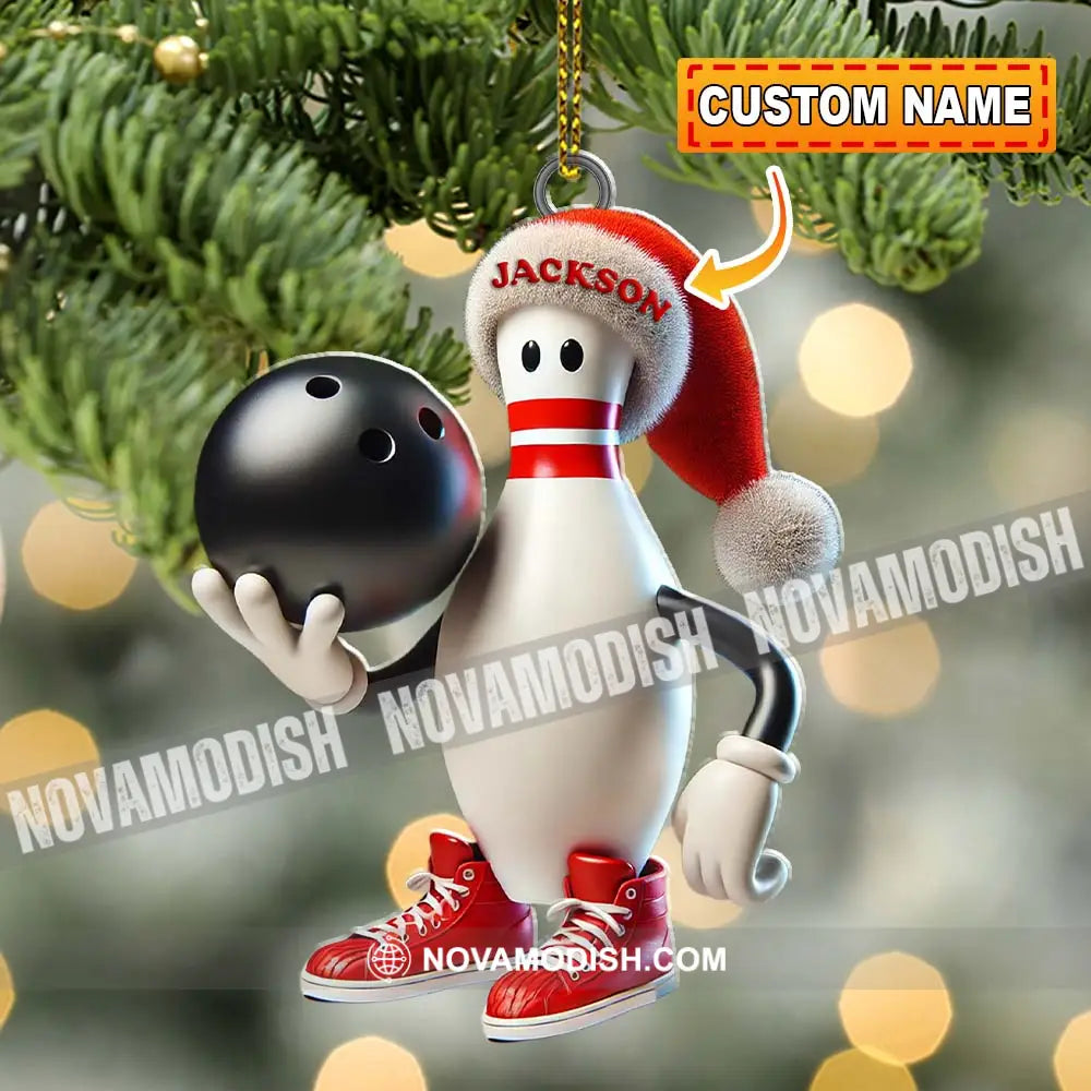 Custom Name Bowling Christmas Ornament Lover Gift