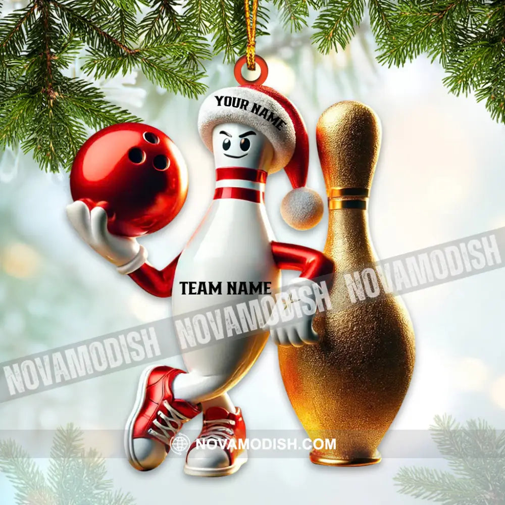 Custom Name Bowling Ornament Christmas Gift For Lover 3.54’’ / 1