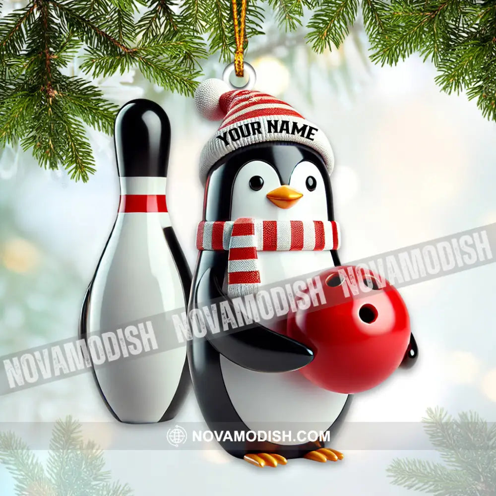 Custom Name Bowling Ornament Lover Christmas Gift 3.54’’ / 1